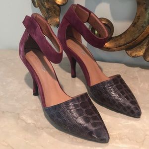 Jeffrey Campbell Suede Wine and Grey Croco Shoe